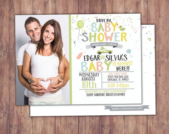 Drive by baby shower parade invitation,  social distancing drive-by party invite, car shower parade, quarantine party, digital file only
