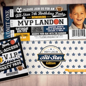 Vintage, All-Star Invitation // Little Slugger Birthday // BIRTHDAY invitation, boy birthday, sports birthday, ticket invitation image 1