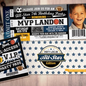 Vintage, All-Star Invitation //  Little Slugger Birthday //  BIRTHDAY invitation, boy birthday, sports birthday, ticket invitation