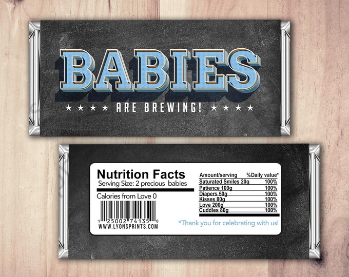 Baby Candy Bar Wrapper – Printable Candy Bar Wrapper  – Baby Shower Gifts- Party Favors- Baby is Brewing, shower favor, candy