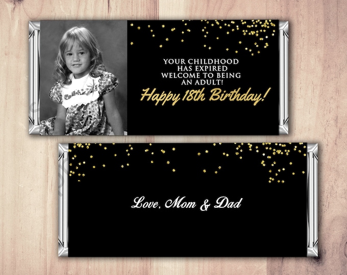 Birthday, Candy Bar Wrappers - Gold, Adult Milestone Favors 30th, 40th, 50th, 60th, 70th, 80th Any Age, printable, aged to perfection