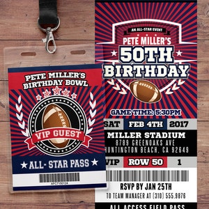 Football ticket Invitation // All Star Birthday // VIP pass,, sports birthday, ticket invite, Bar Mitzvah, football image 2