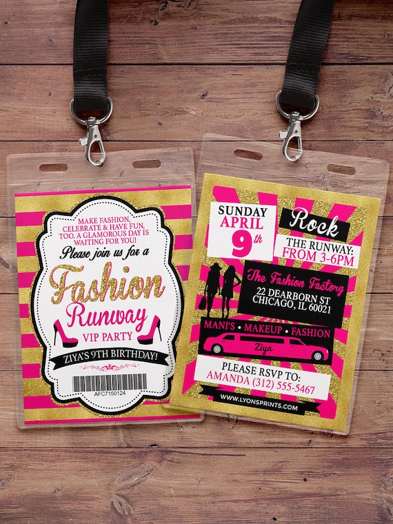 Rock the Runway, ticket birthday party invitation- popstar invitation- rockstar party, fashion birthday, zebra print, high fashion, runway Il_570xn