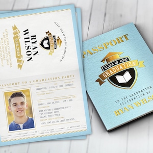 Graduation Party Invitation, Bon Voyage, travel, passport, destination, invite, party, oh the places you will go, prom, Digital files only