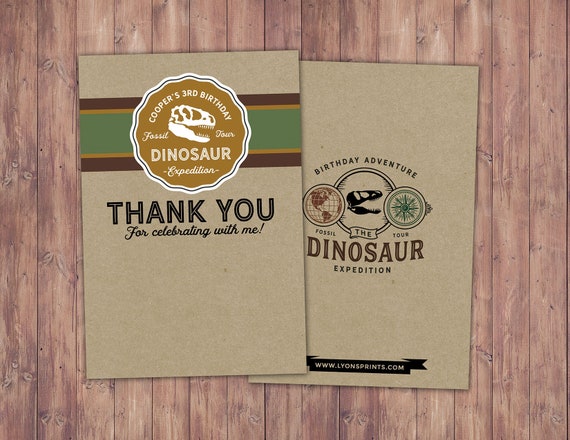 Dinosaur Dig Party thank you, Dinosaur Birthday thank you, Boy Birthday Party, Dino Skeleton and Bones - Archaeologist, Fossil, thank you Il_570xn