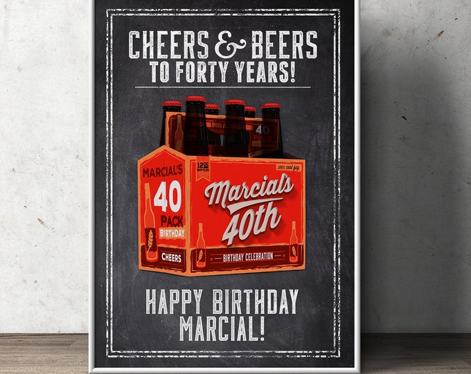 Cheers and Beers, poster, beer tasting, 21st, 30th, 40th, 50th, 60th, Surprise Birthday Party, adult birthday, invite, party sign