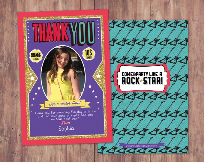 Thank You Card - Greeting Card - All occasion card - rockstar thank you card - baby shower Thank you - Birthday Party Thank You Card