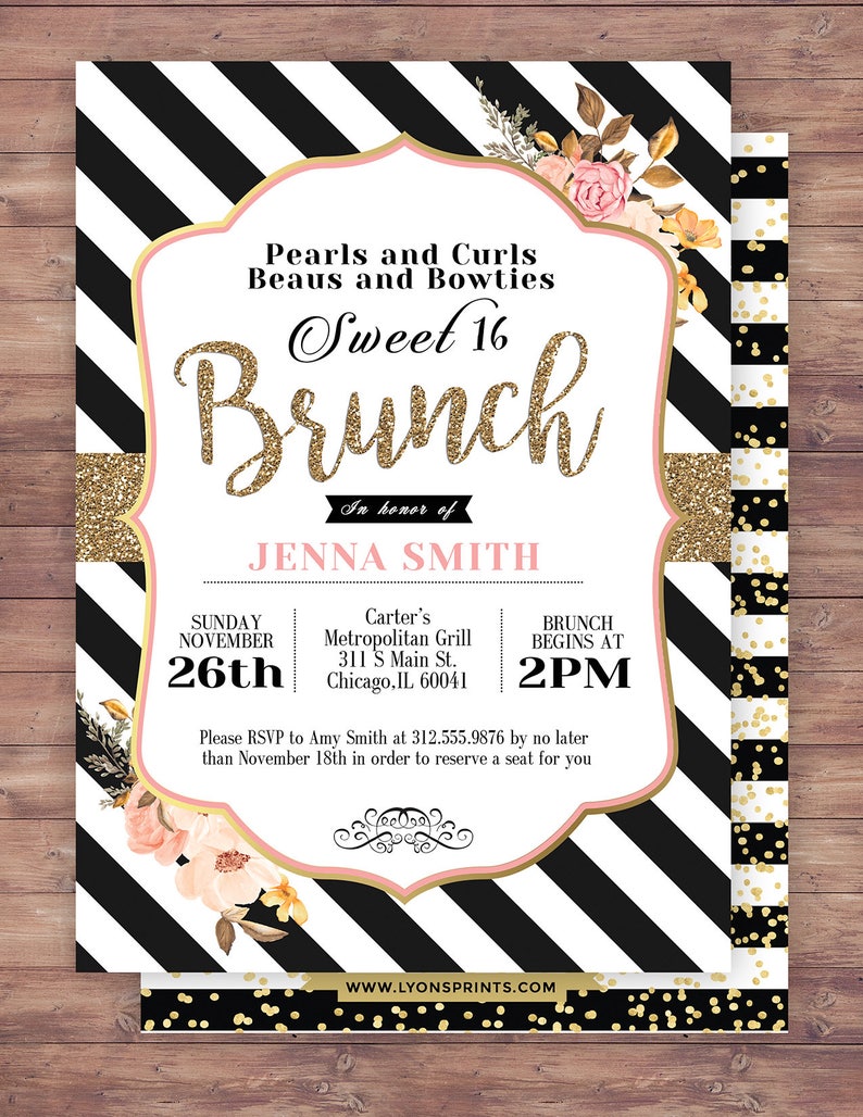 invitation invite bridal shower invitation wedding sweet 16 brunch birthday invitation baby shower couples shower Spade party