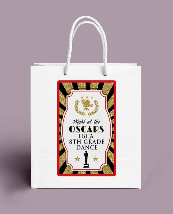 Digital Party favor sticker, Hollywood party, Oscar party, Swag bag, favor, birthday, personalized label, old Hollywood, film, Gatsby Il_570xn