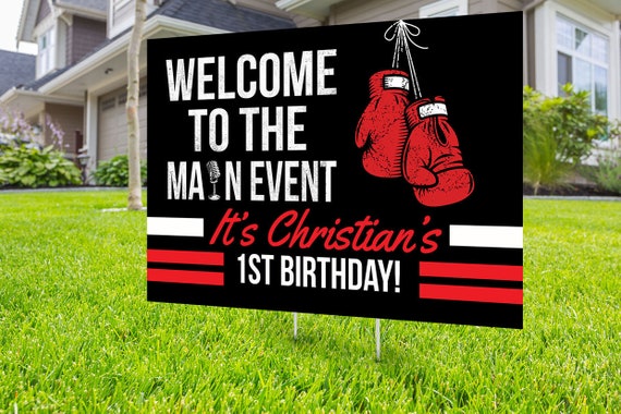 Boxing birthday yard sign design, Digital file only, yard sign, social distancing drive-by birthday party, quarantine party, sports sign Il_570xn