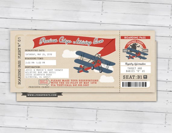 Precious Cargo Invitation, Baby Shower Invitation • Baby Shower, vintage airplane invitation, boy baby shower Il_570xn