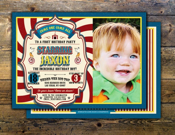 First Birthday- circus ticket-carnival ticket invitation - vintage circus, retro, ticket invitation, carnival, circus birthday invitation Il_570xn
