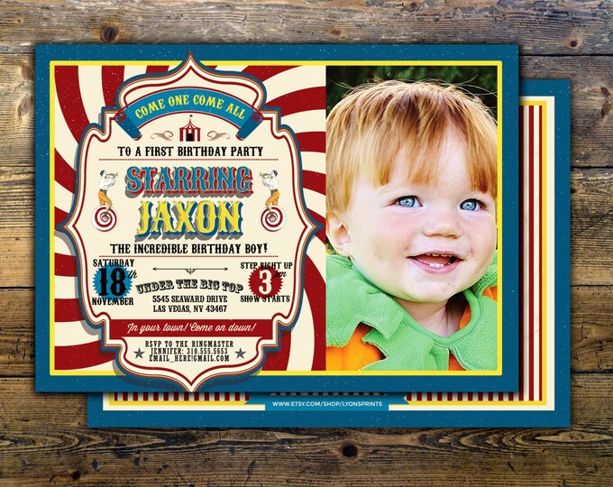 First Birthday- circus ticket-carnival ticket invitation - vintage circus, retro, ticket invitation, carnival, circus birthday invitation