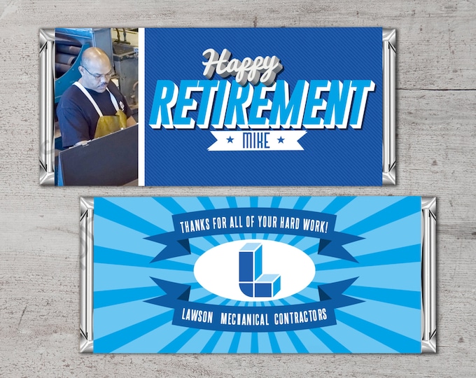 Retirement Candy Bar Wrapper, Digital File,Candy Bar, co-worker,gift, retirement party, party favor, gift, thank you, corporate, promo