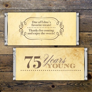 誕生日、キャンディーバーのラッピング - ゴールド、シルバー 大人の節目の記念品 30歳、40歳、50歳、60歳、70歳、80歳 あらゆる年齢、ヴィンテージ、完璧に熟成