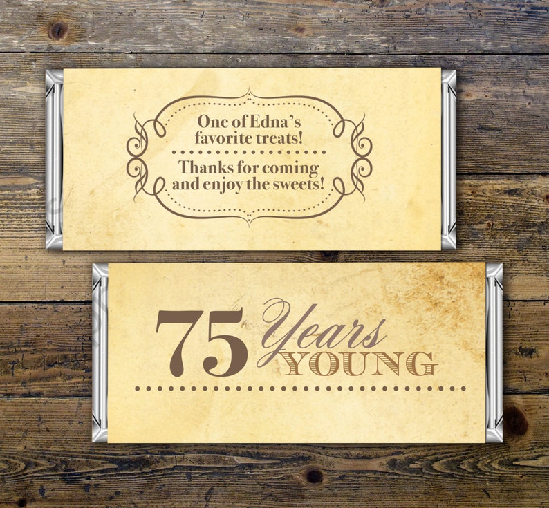 Birthday Candy Bar Wrappers 60th aged to perfection 80th Any Age 50th 70th 40th Silver Adult Milestone Favors 30th Gold vintage