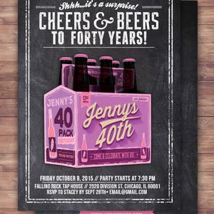 Cheers and Beers invitation, beer, 21st, 30th, 40th, 50th, 60th, 70th, Surprise Birthday Party Invitation, adult birthday, invite, cheers, image 4