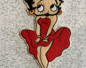 Cute BETTY BOOP Cartoon Patch Iron On Cloth Jacket Vest Coat Cap Hood Hoodie Shirt Tank Jean Denim Bag Backpack Scrapbook Lady Red Sexy Girl