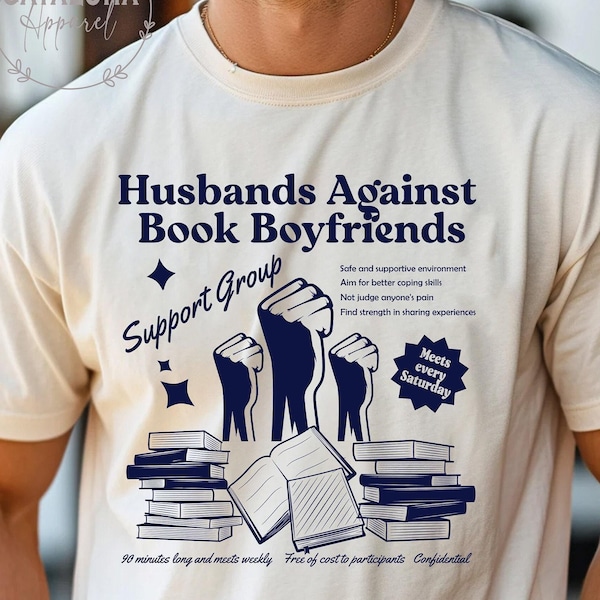 Husbands against book boyfriends club, Funny bookish shirt, bookish husband gift, Gift for bookish boyfriend, book boyfriend gift t-shirt