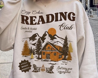 Book Club Sweatshirt, Cozy cabin book club, Late night reader Bookish sweater, One more chapter, Book Lover hoodie, Retro Reader sweatshirt