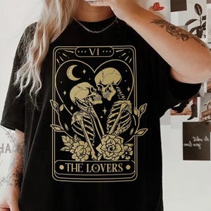 The Lovers, Tarot Card Shirt, Skeleton Lovers Tarot Card Tee, Tarot Lovers, Mystical Tarot card shirt, Tarot card Valentines Day shirt, love