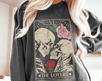 The Lovers sweatshirt , Tarot Card Shirt, Skeleton Lovers Tarot Card Tee, Mystical Tarot card shirt, Tarot card Valentines Day sweatshirt