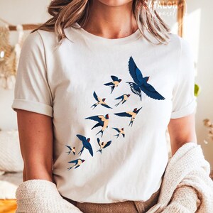 Birds tee, Bird watcher's shirt, Bird lovers t-shirt, Flock of birds design, bird shirt for women, bird shirt design, bird shirt for men image 1