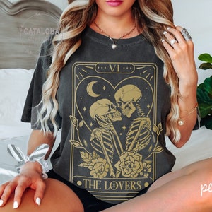 The Lovers, Tarot Card Shirt, Skeleton Lovers Tarot Card Tee, Tarot Lovers, Mystical Tarot card shirt, Tarot card Valentines Day shirt, love