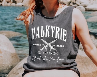 Comfort colors sjm tank top, Valkyrie tank, Climb the mountain, Valkyrie in training shirt, Nesta, A Court of Silver Flames, Acotar tank top