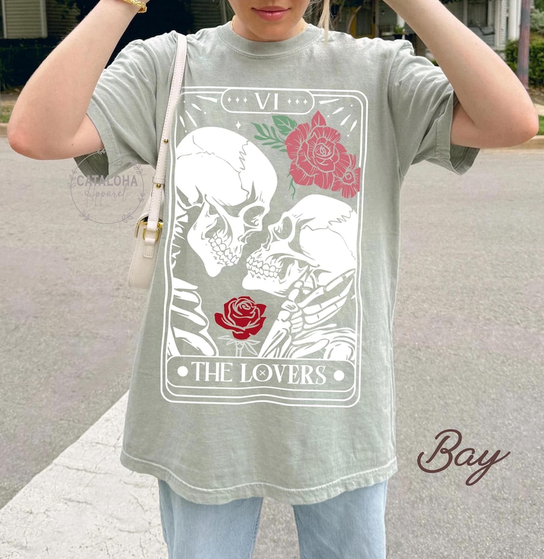 The Lovers, Tarot Card Shirt, Skeleton Lovers Tarot Card Tee, Tarot Lovers, Mystical Tarot card shirt, Tarot card Valentines Day shirt, love bild 6