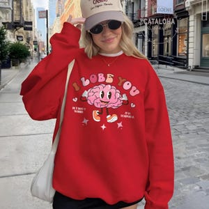 I lobe you sweatshirt, Funny valentines day, brain pun shirt, psychologist gift, Neuroscience gift sweater, Neurology nurse gift, neuro gift image 4