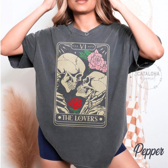 The Lovers, Tarot Card Shirt, Skeleton Lovers Tarot Card Tee, Tarot Lovers, Mystical Tarot card shirt, Tarot card Valentines Day shirt, love