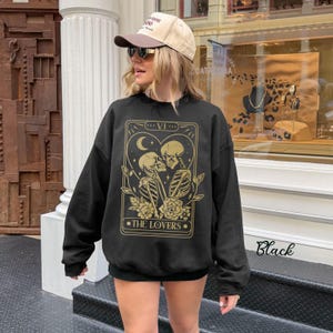 The Lovers sweatshirt ,Tarot Card Shirt, Skeleton Lovers Tarot Card Tee, Mystical Tarot card shirt, Tarot card Valentines day shirt image 8