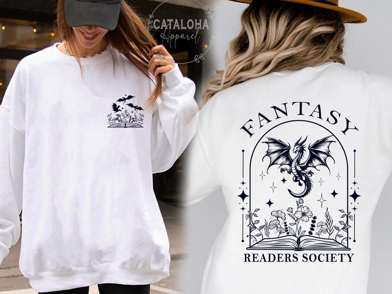 Sudadera de la Sociedad de Lectores de Fantasía, Sudadera Dragon Bookish, Sudadera Bookish, Sudadera Book Club, Merchandising de Libros de Fantasía, Regalo para Amantes de los Libros de Fantasía imagen 11