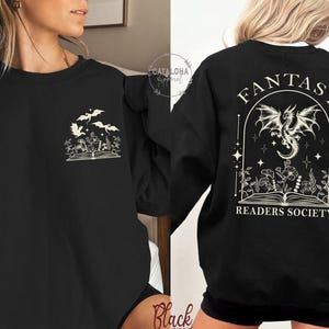 Sudadera de la Sociedad de Lectores de Fantasía, Sudadera Dragon Bookish, Sudadera Bookish, Sudadera Book Club, Merchandising de Libros de Fantasía, Regalo para Amantes de los Libros de Fantasía imagen 4