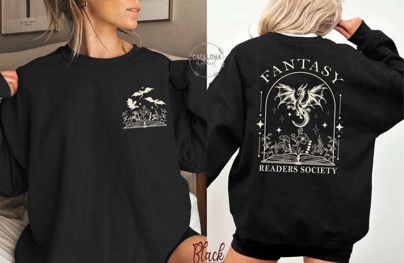 Sudadera de la Sociedad de Lectores de Fantasía, Sudadera Dragon Bookish, Sudadera Bookish, Sudadera Book Club, Merchandising de Libros de Fantasía, Regalo para Amantes de los Libros de Fantasía imagen 4