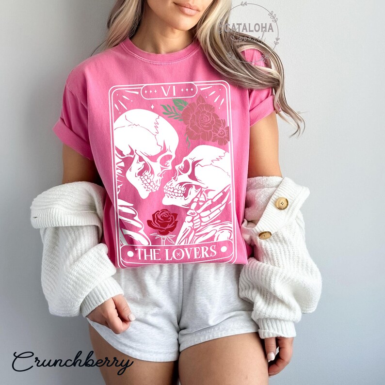 The Lovers, Tarot Card Shirt, Skeleton Lovers Tarot Card Tee, Tarot Lovers, Mystical Tarot card shirt, Tarot card Valentines Day shirt, love bild 3