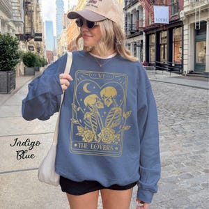 The Lovers sweatshirt ,Tarot Card Shirt, Skeleton Lovers Tarot Card Tee, Mystical Tarot card shirt, Tarot card Valentines day shirt image 9