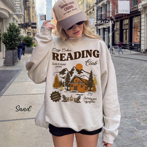 Book Club Sweatshirt, Cozy cabin book club, Late night reader Bookish sweater, One more chapter, Book Lover hoodie, Retro Reader sweatshirt
