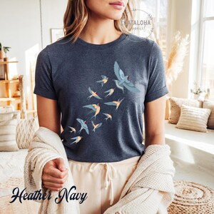 Birds tee, Bird watcher's shirt, Bird lovers t-shirt, Flock of birds design, bird shirt for women, bird shirt design, bird shirt for men image 2
