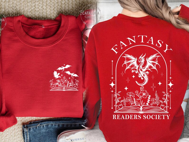Sudadera de la Sociedad de Lectores de Fantasía, Sudadera Dragon Bookish, Sudadera Bookish, Sudadera Book Club, Merchandising de Libros de Fantasía, Regalo para Amantes de los Libros de Fantasía imagen 12