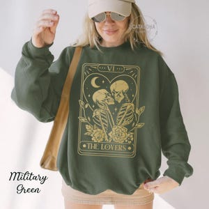 The Lovers sweatshirt ,Tarot Card Shirt, Skeleton Lovers Tarot Card Tee, Mystical Tarot card shirt, Tarot card Valentines day shirt image 10