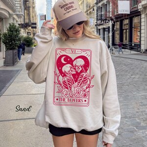 The Lovers sweatshirt ,Tarot Card Shirt, Skeleton Lovers Tarot Card Tee, Mystical Tarot card shirt, Tarot card Valentines day shirt image 3