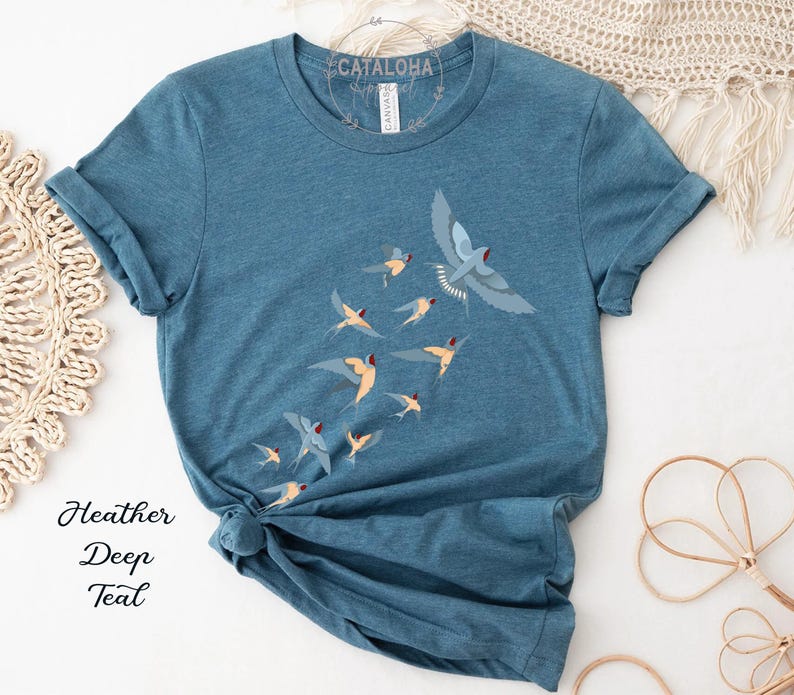 Birds tee, Bird watcher's shirt, Bird lovers t-shirt, Flock of birds design, bird shirt for women, bird shirt design, bird shirt for men image 3