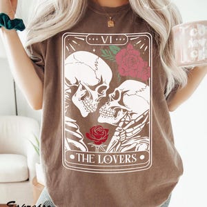 The Lovers, Tarot Card Shirt, Skeleton Lovers Tarot Card Tee, Tarot Lovers, Mystical Tarot card shirt, Tarot card Valentines Day shirt, love bild 4