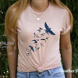 Birds tee, Bird watcher's shirt, Bird lovers t-shirt, Flock of birds design, bird shirt for women, bird shirt design, bird shirt for men image 5
