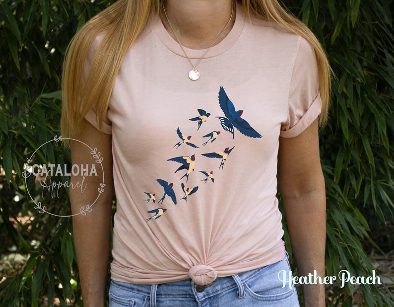 Birds tee, Bird watcher's shirt, Bird lovers t-shirt, Flock of birds design, bird shirt for women, bird shirt design, bird shirt for men image 5