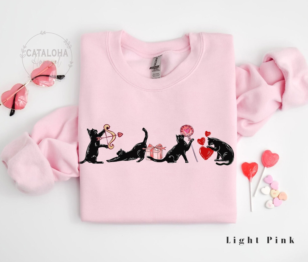 Cute Valentine Cats Sweatshirt, Cat Valentine Sweater, Meowy Valentine
