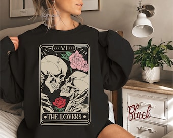 The Lovers sweatshirt ,Tarot Card Shirt, Skeleton Lovers Tarot Card Tee, Mystical Tarot card shirt, Tarot card Valentines day shirt