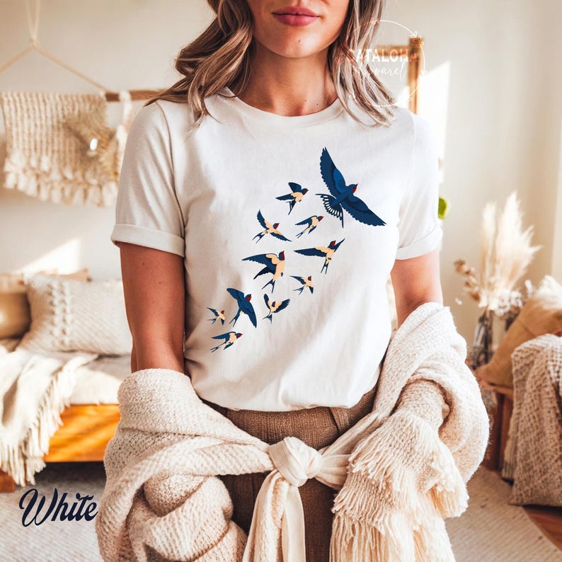 Birds tee, Bird watcher's shirt, Bird lovers t-shirt, Flock of birds design, bird shirt for women, bird shirt design, bird shirt for men image 1